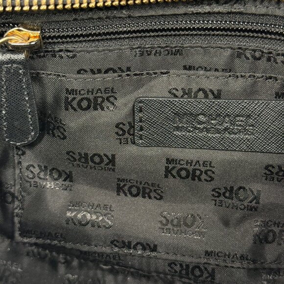 Michael Kors Tina Satchel Black Leather Gold Hardware Medium Bag - Picture 13 of 13